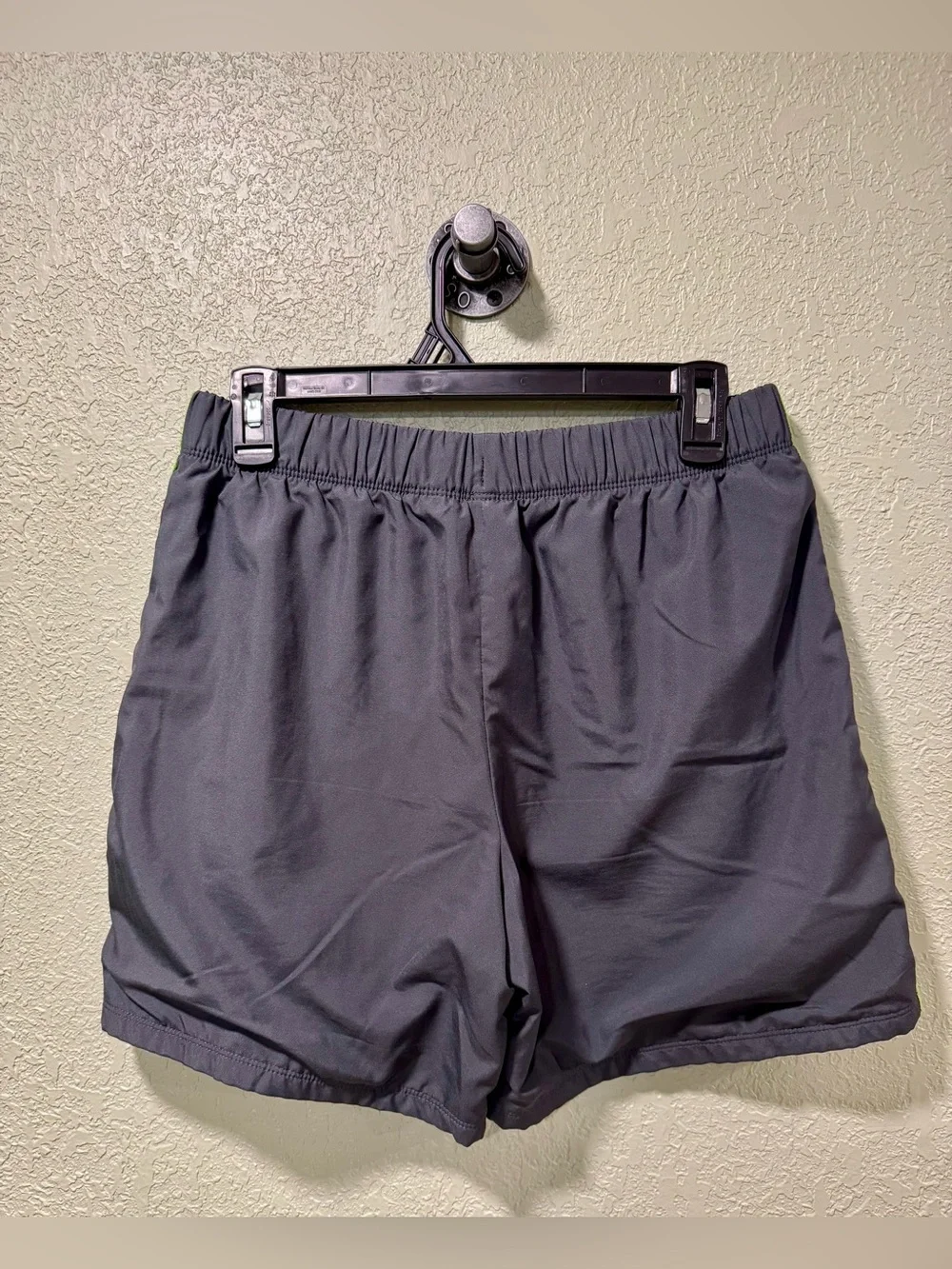 Nike Black Athletic Shorts with Neon Green Side Stripes Size Small